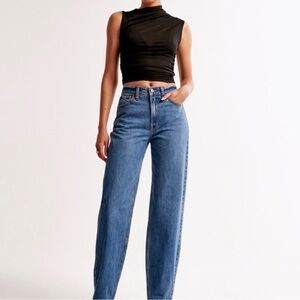 Abercrombie & Fitch the Taper Jean High Rise Blue Curve Love